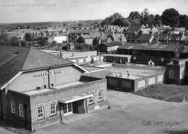 Crosfield Hall and swimming pool at Broadwater Rd Romsey 1960's